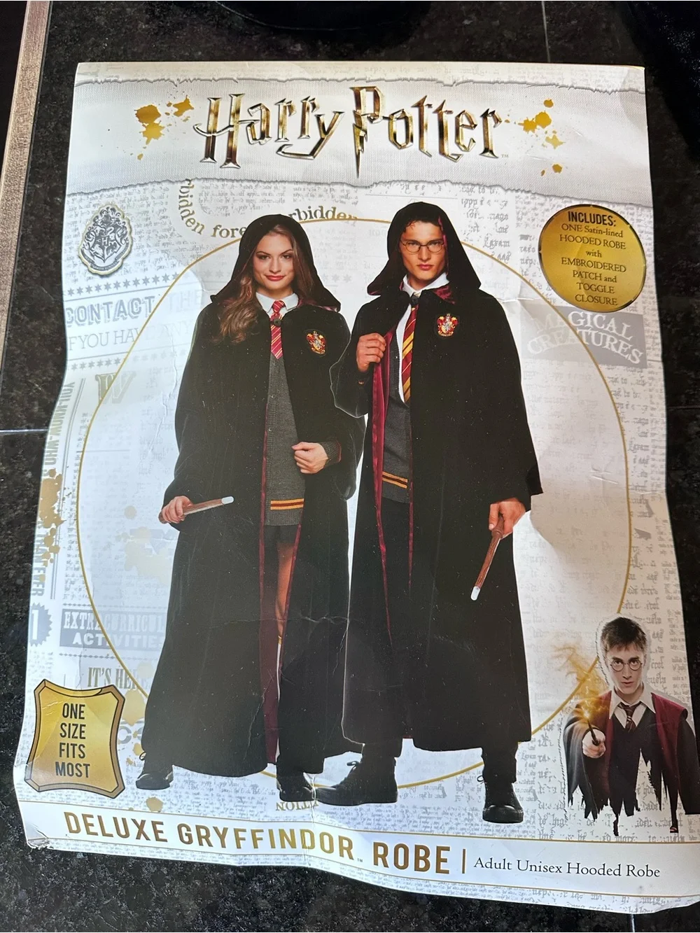 Adult Harry Potter Adult Size Gryffindor Black Robe with Burgundy and Gold Trim